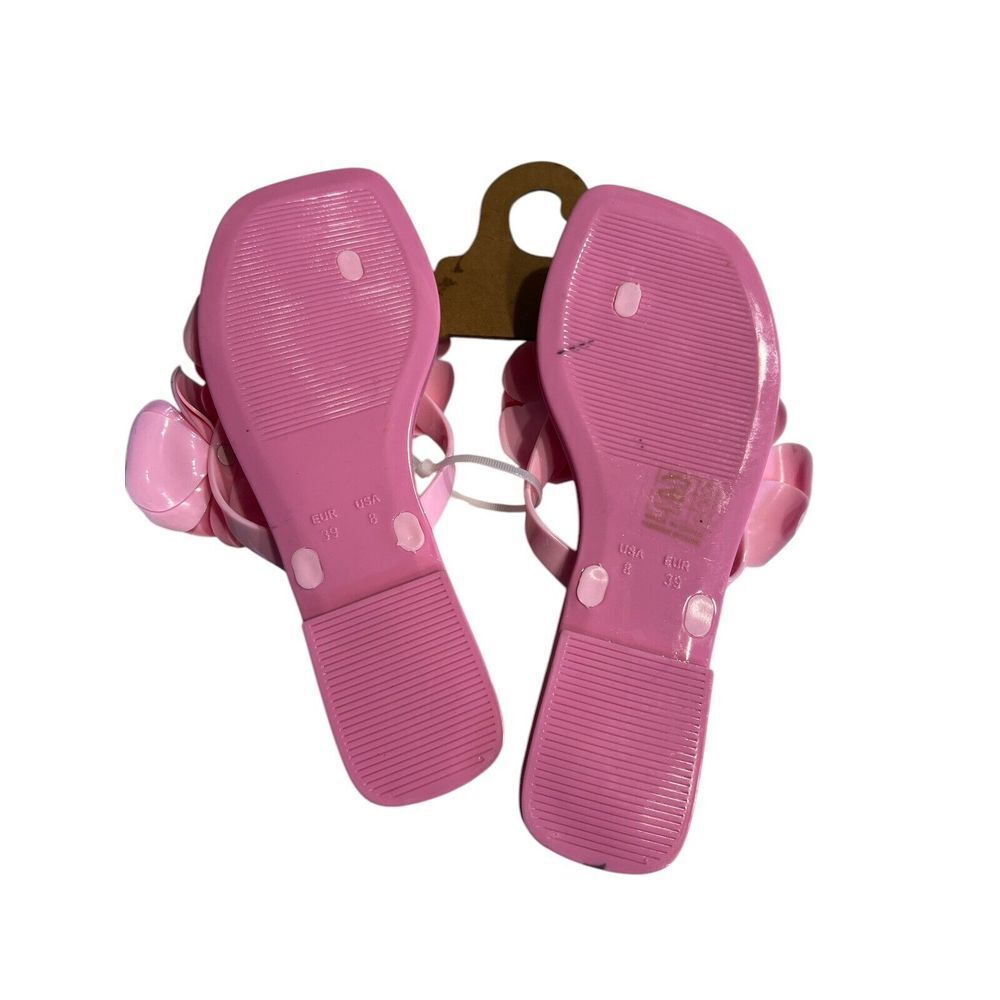 Jeffrey Campbell Fleuris Jelly Flip Flop Pink Floral Thong Sandals Size 8 New - Picture 3 of 3